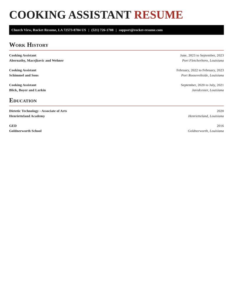 cooking assistant misc resume exquisite template 1 exq