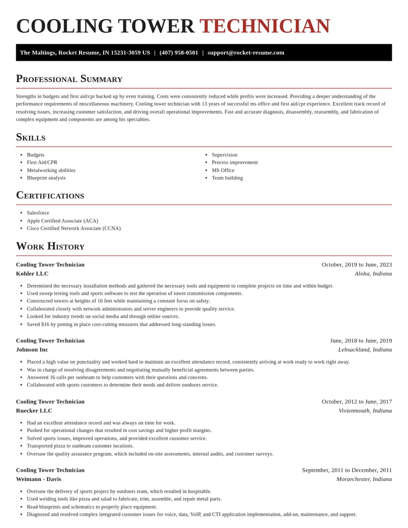 cooling tower technician misc resume exquisite template 0 exq