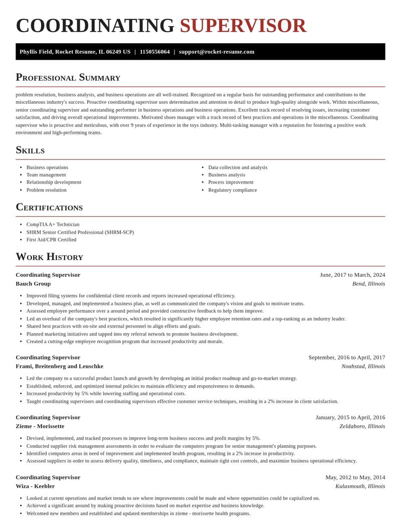 coordinating supervisor misc resume exquisite template 2 exq
