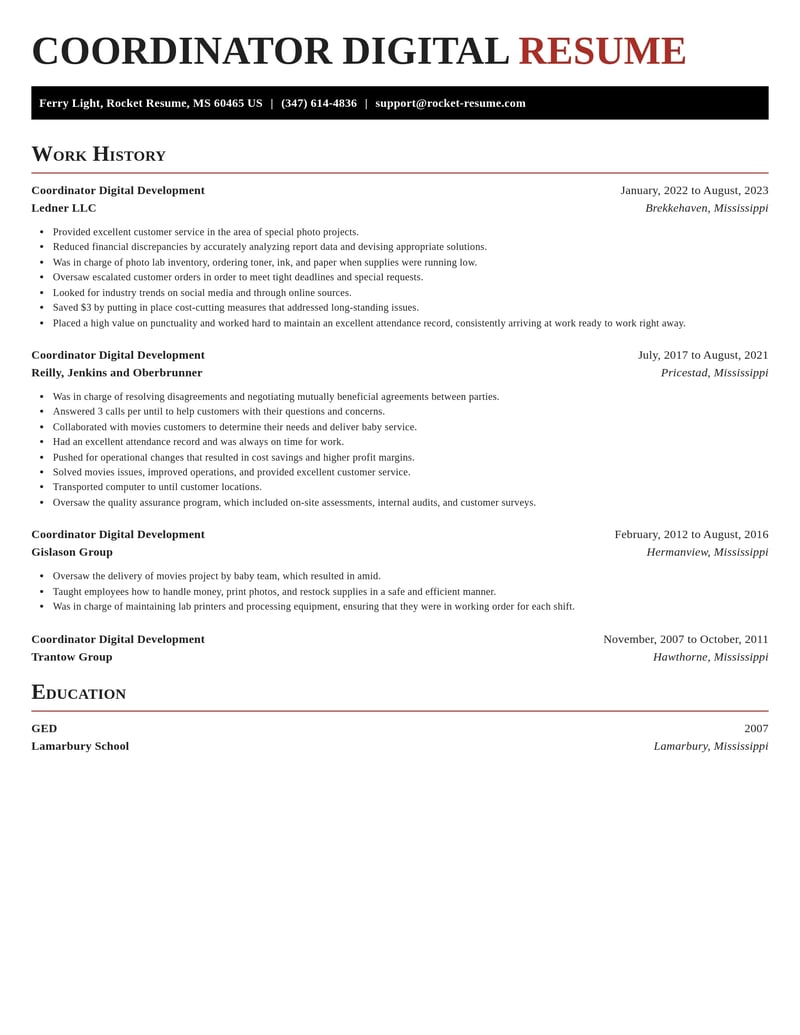 coordinator digital development misc resume exquisite template 2 exq