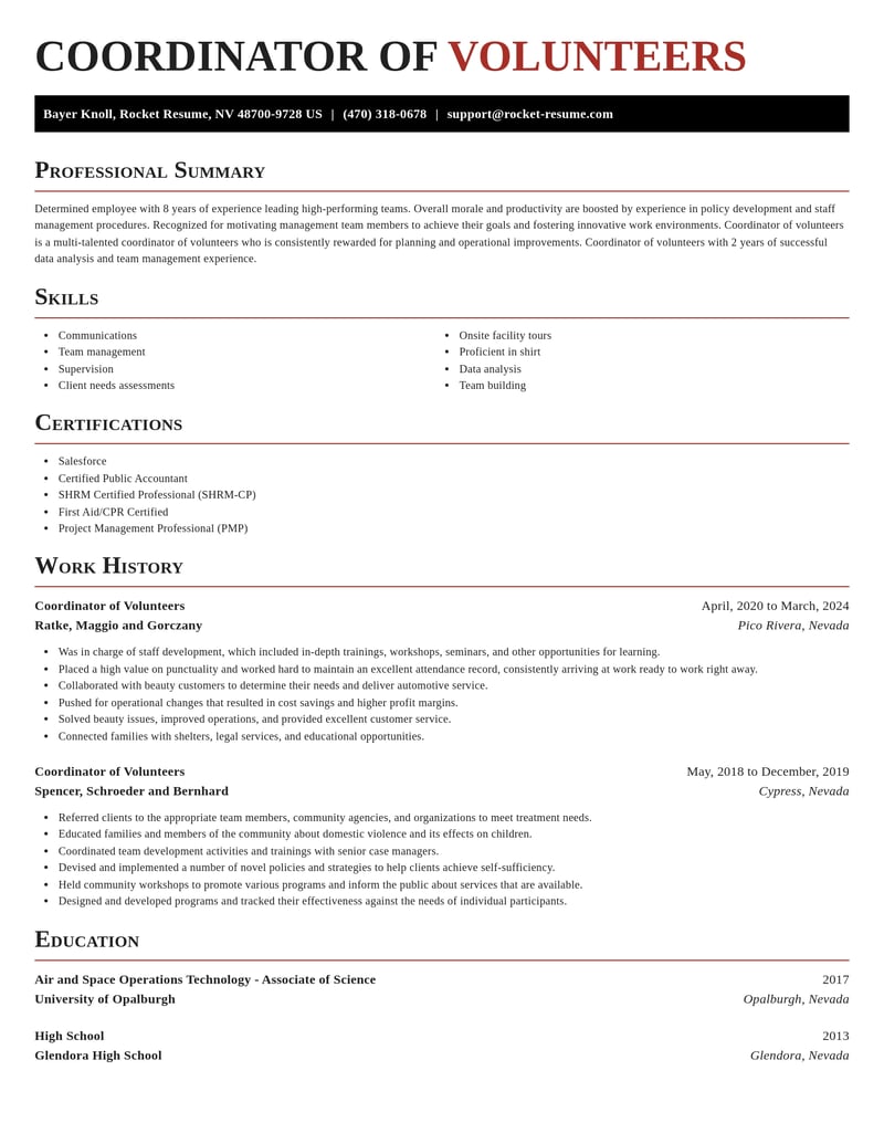 coordinator of volunteers misc resume exquisite template 0 exq