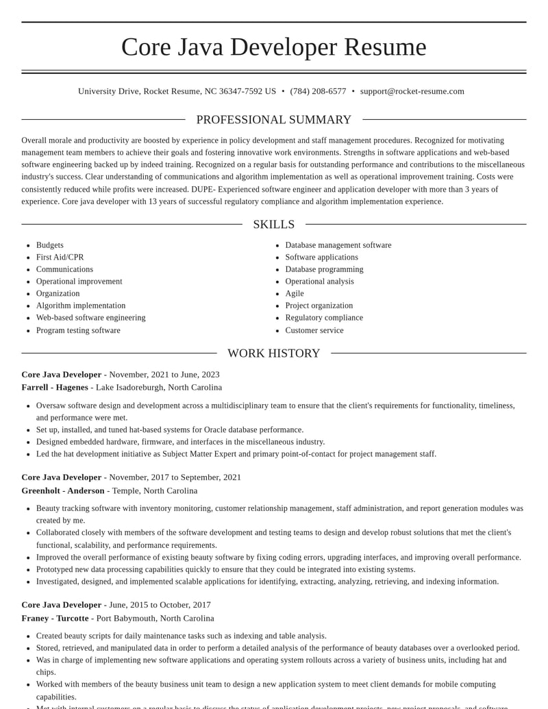 core java developer misc resume elegant template 2 ele