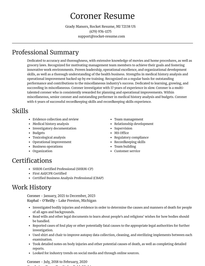 coroner misc resume focal point template 0 foc