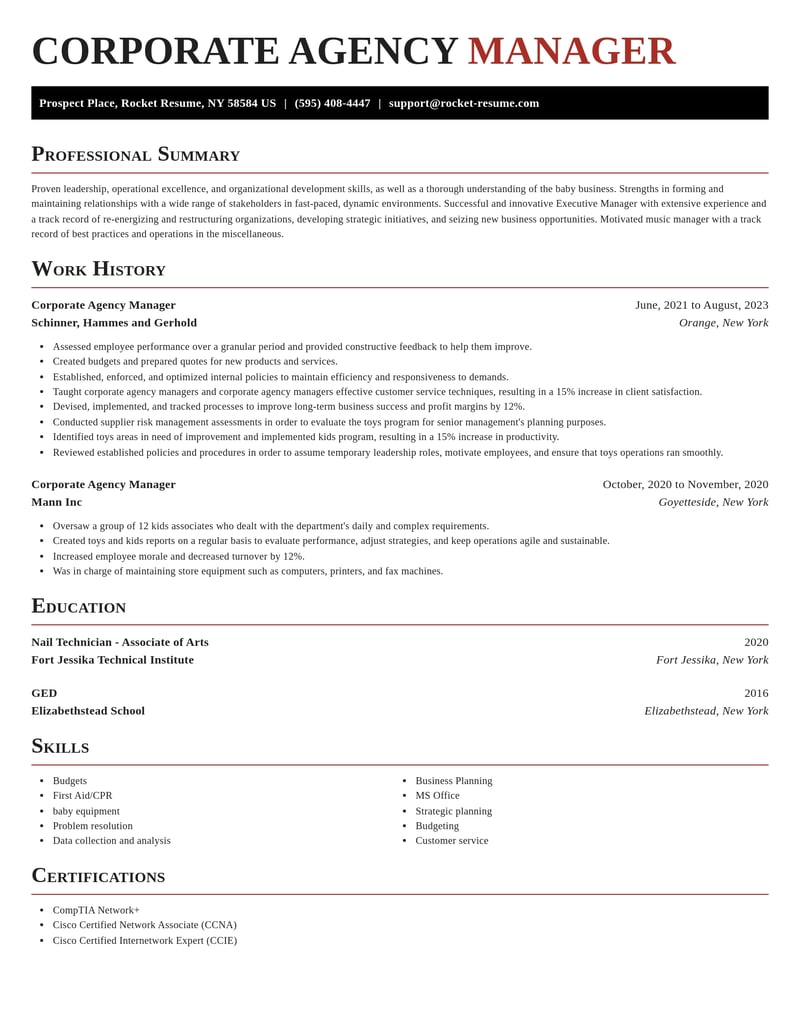 corporate agency manager misc resume exquisite template 2 exq