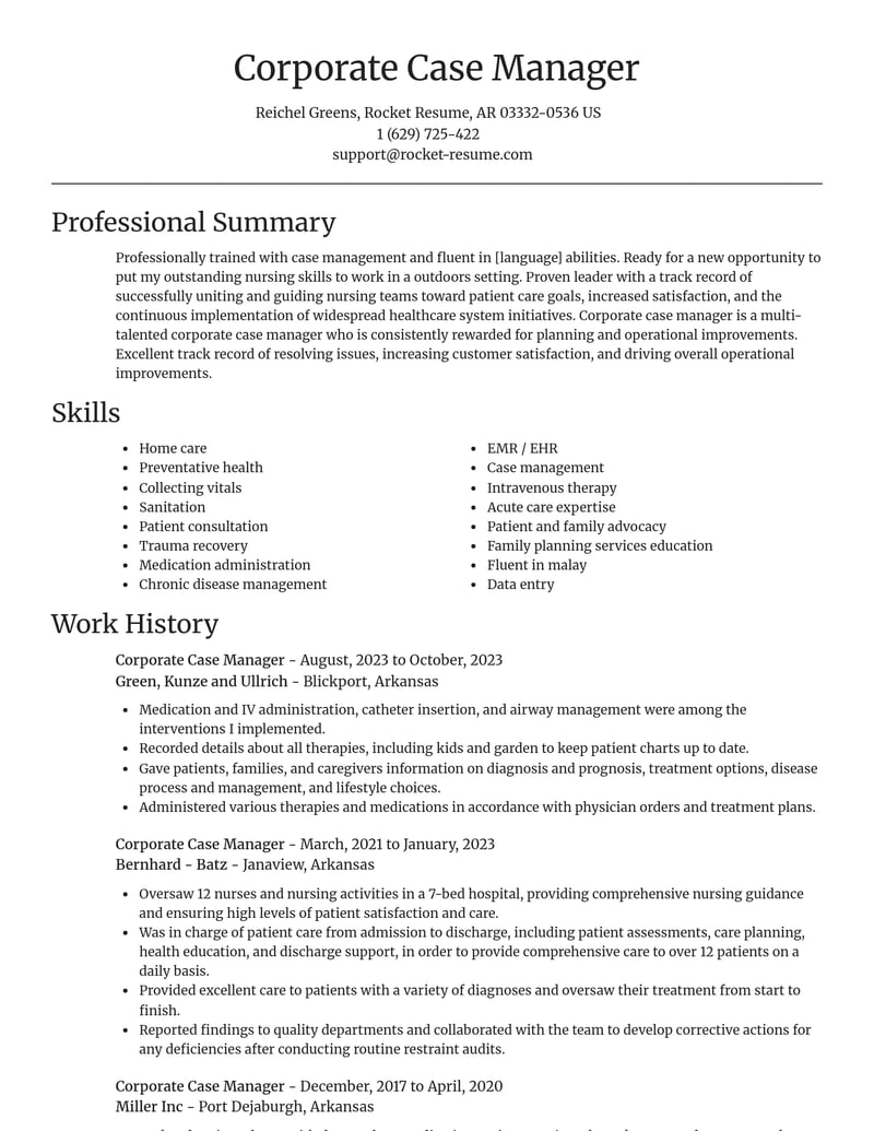 corporate case manager misc resume focal point template 0 foc