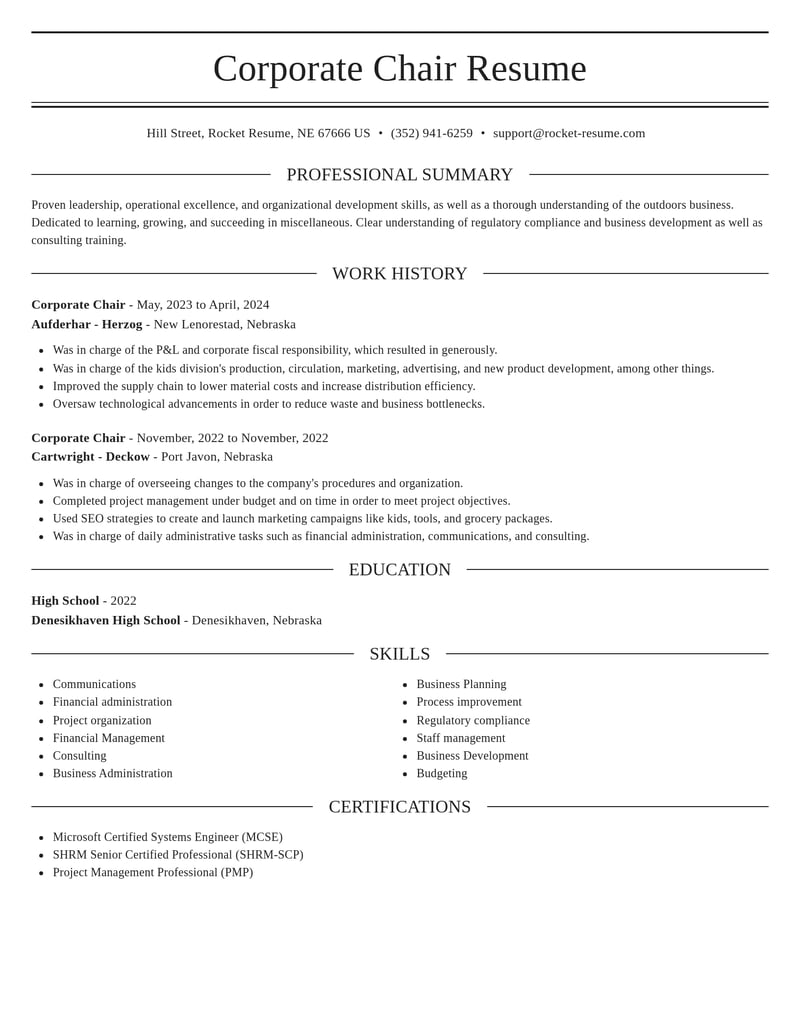 corporate chair misc resume elegant template 1 ele