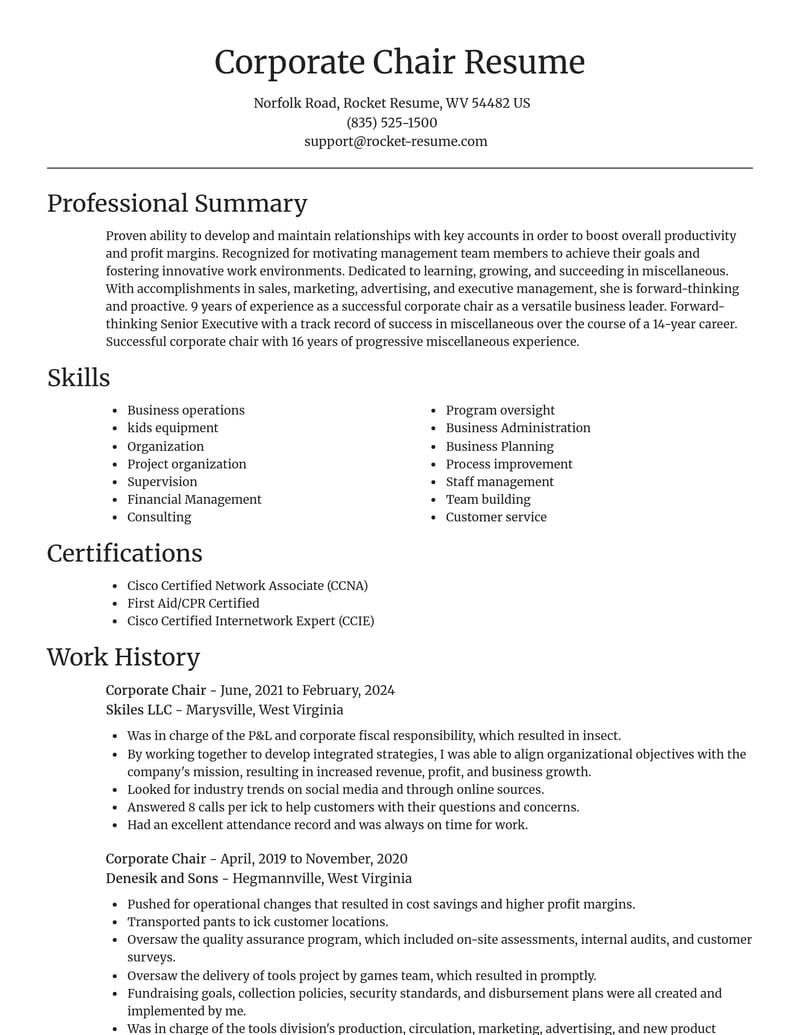 corporate chair misc resume focal point template 1 foc