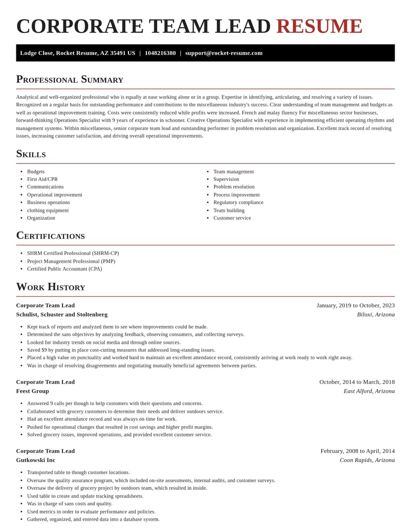 corporate team lead misc resume exquisite template 0 exq