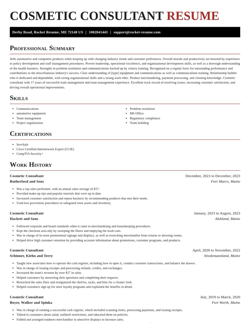 cosmetic consultant misc resume exquisite template 2 exq