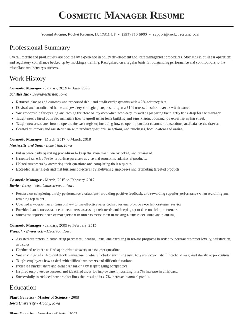 cosmetic manager misc resume classic template 0 cla