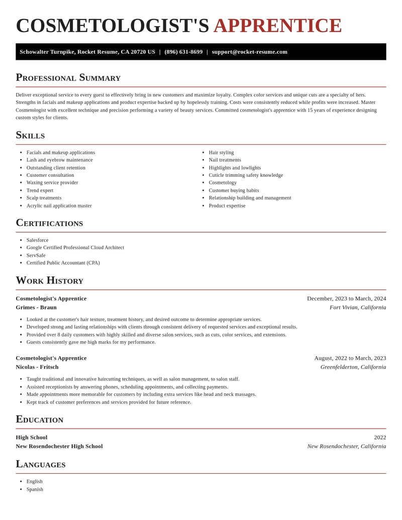 cosmetologists apprentice misc resume exquisite template 2 exq