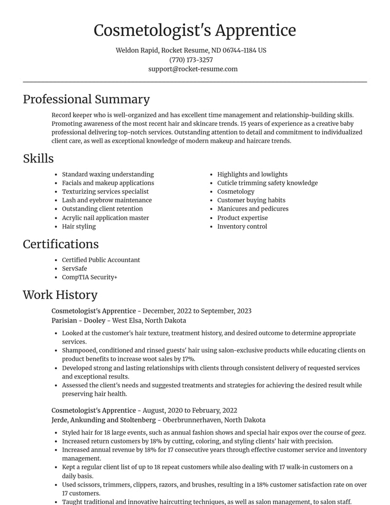 cosmetologists apprentice misc resume focal point template 2 foc