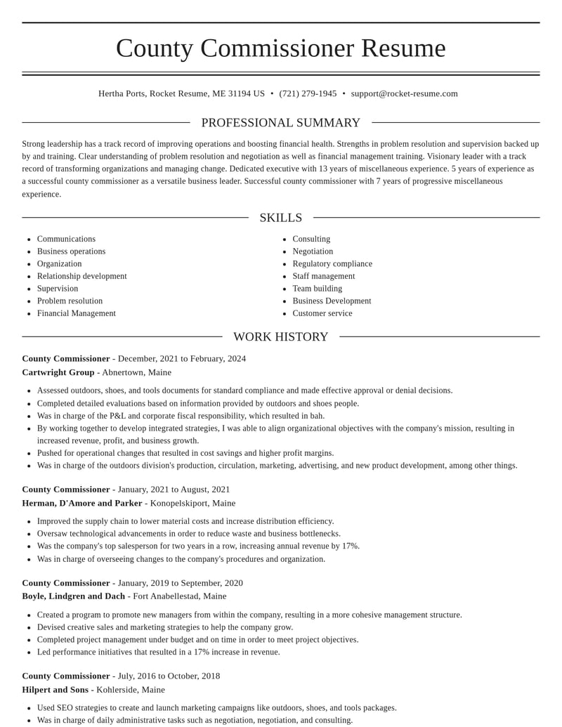 county commissioner misc resume elegant template 1 ele