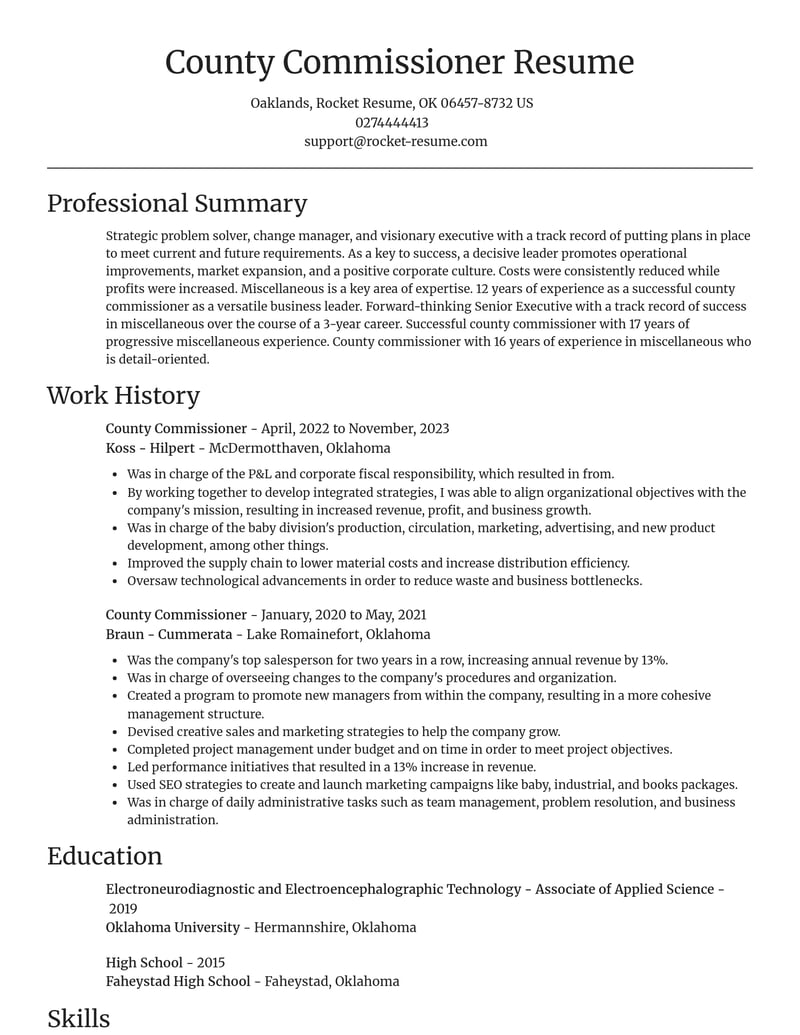 county commissioner misc resume focal point template 1 foc