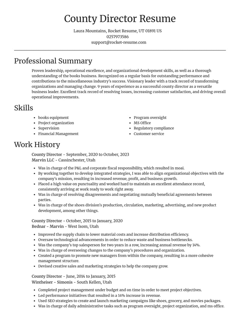 county director misc resume focal point template 2 foc