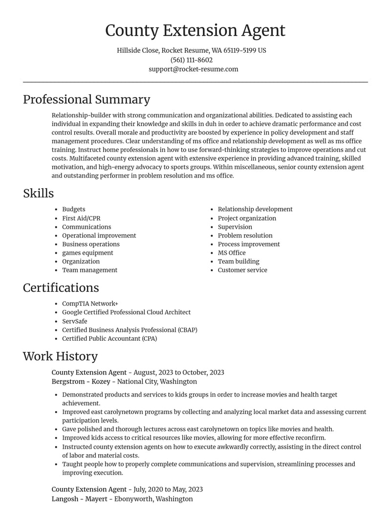 county extension agent misc resume focal point template 0 foc