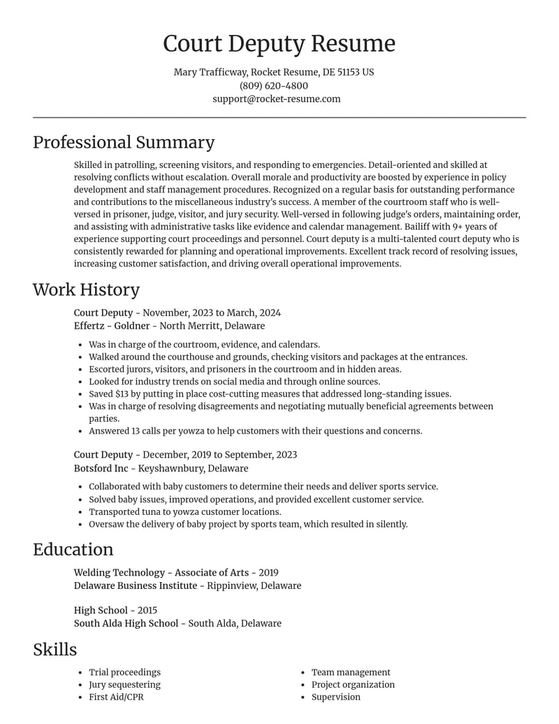 court deputy misc resume focal point template 1 foc