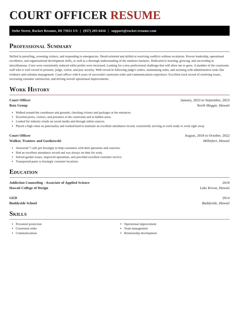 court officer misc resume exquisite template 2 exq