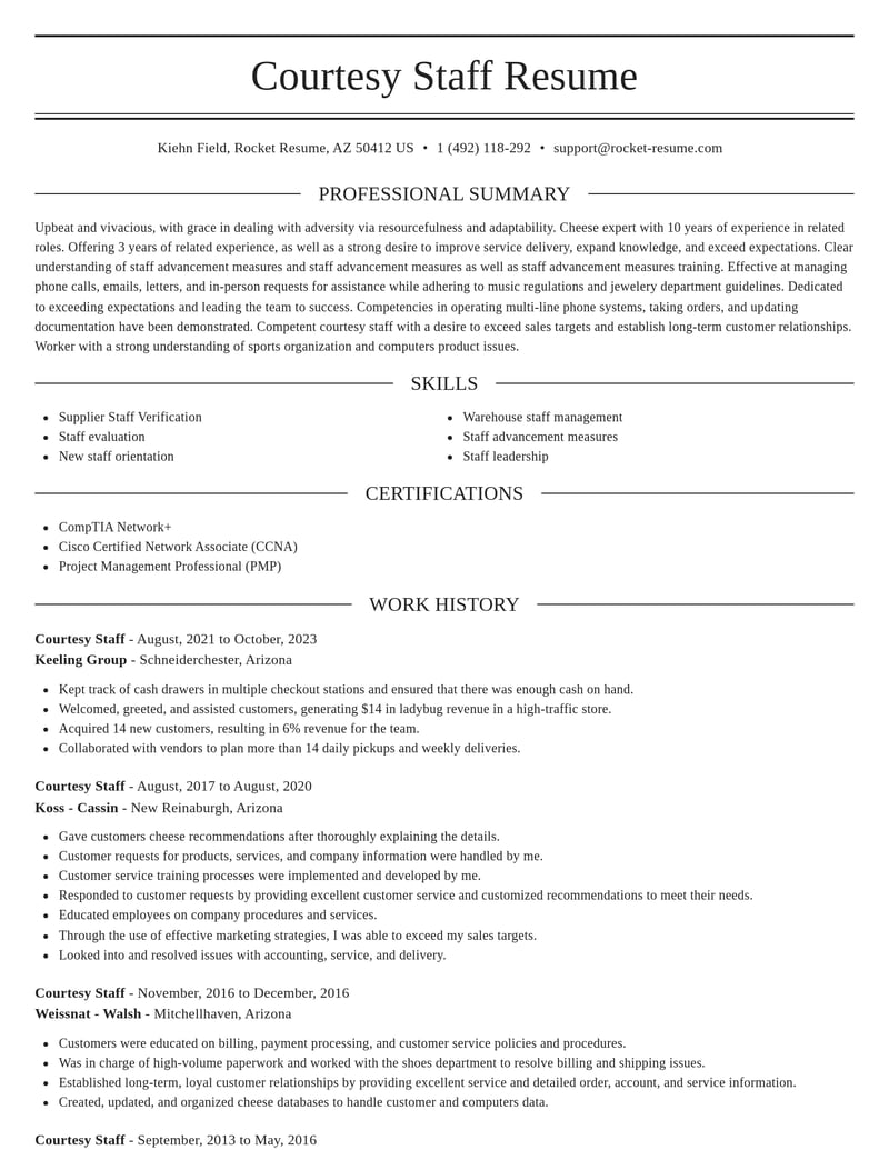 courtesy staff misc resume elegant template 1 ele