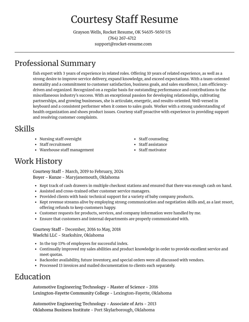 courtesy staff misc resume focal point template 2 foc