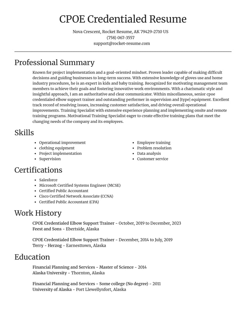 cpoe credentialed elbow support trainer misc resume focal point template 1 foc