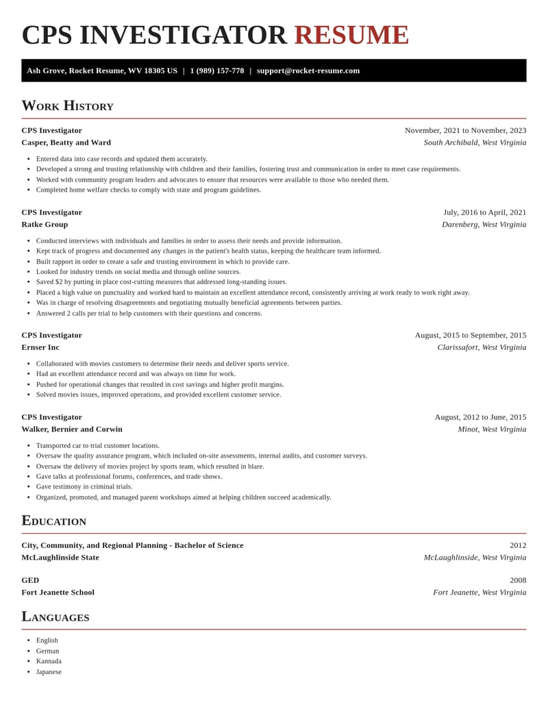 cps investigator misc resume exquisite template 0 exq