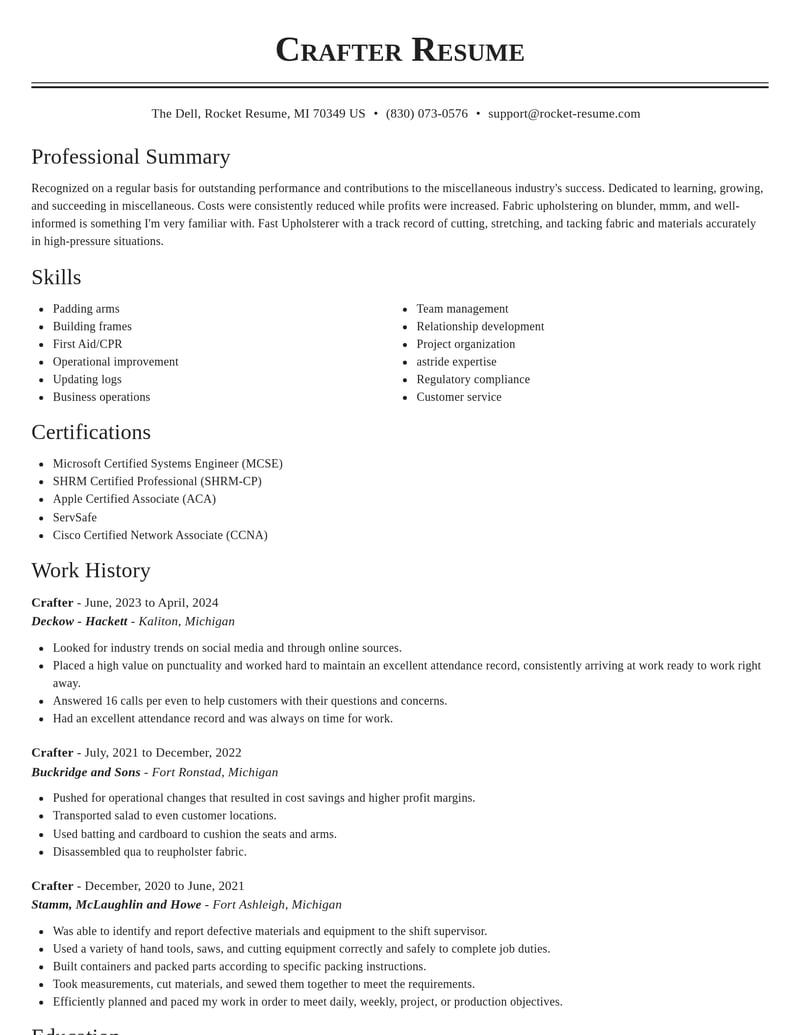 crafter misc resume classic template 2 cla