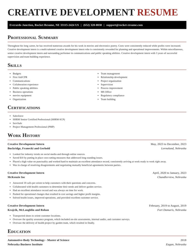 creative development intern misc resume exquisite template 1 exq