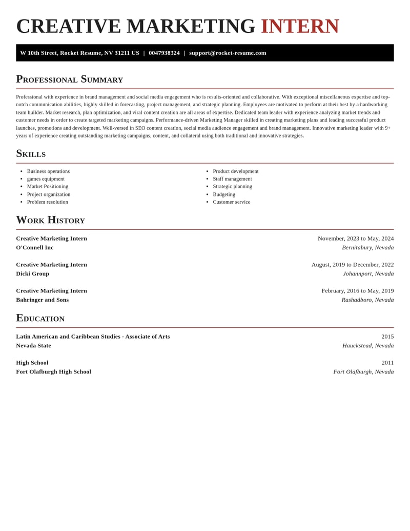creative marketing intern misc resume exquisite template 1 exq