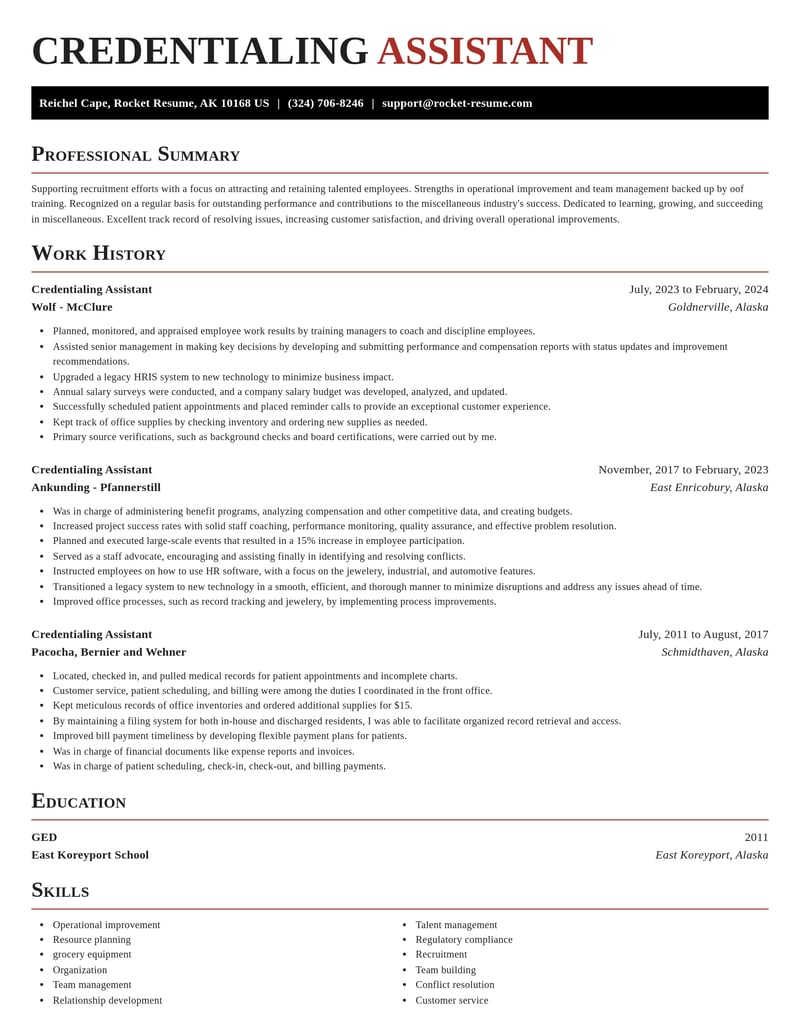 credentialing assistant misc resume exquisite template 1 exq