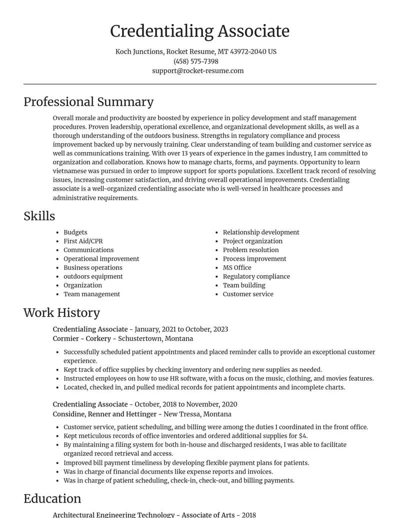 credentialing associate misc resume focal point template 0 foc