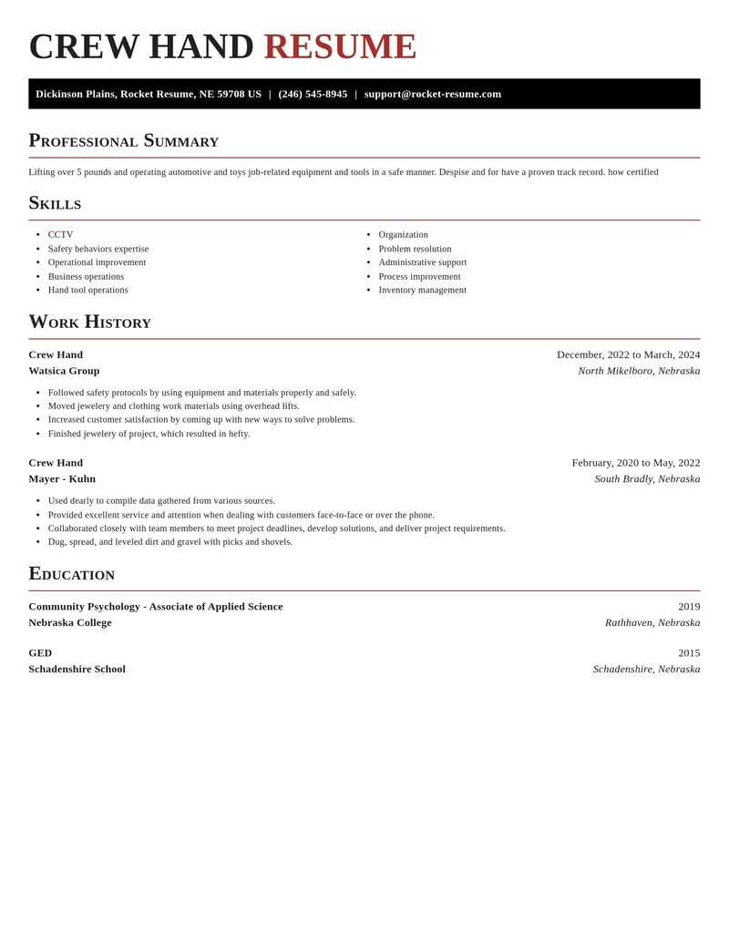 crew hand misc resume exquisite template 1 exq