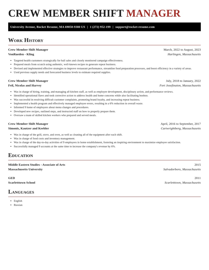 crew member shift manager misc resume exquisite template 0 exq