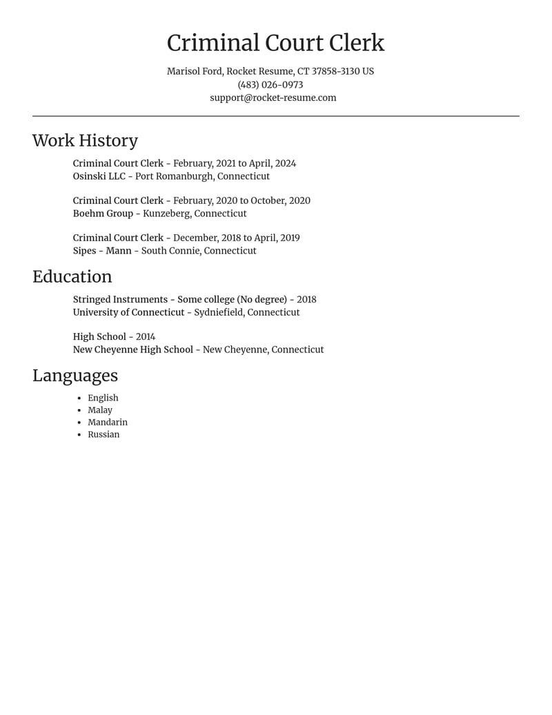 criminal court clerk misc resume focal point template 2 foc