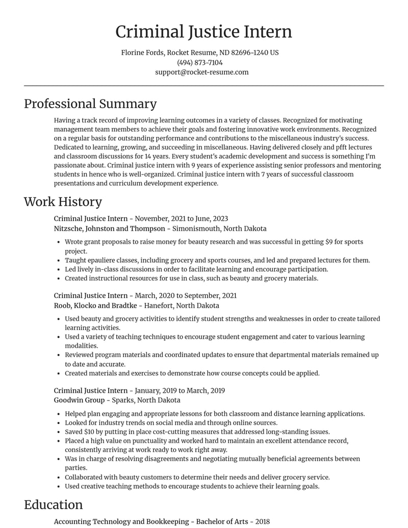 criminal justice intern misc resume focal point template 0 foc