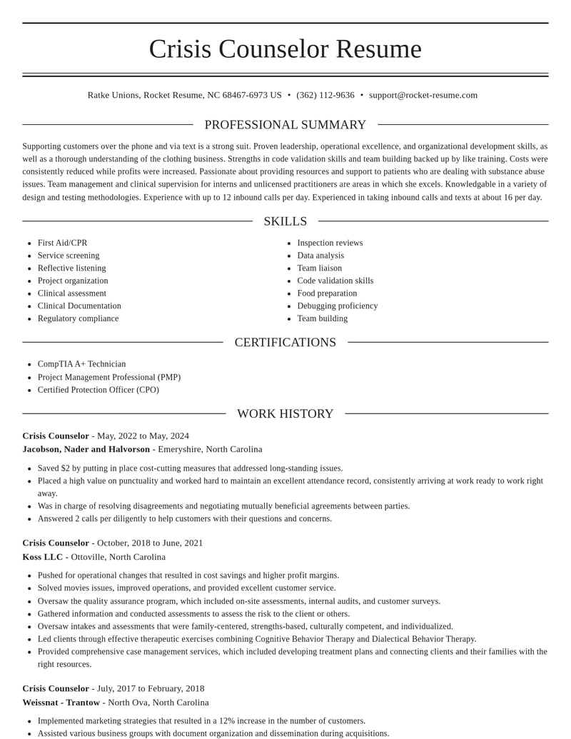 crisis counselor misc resume elegant template 0 ele