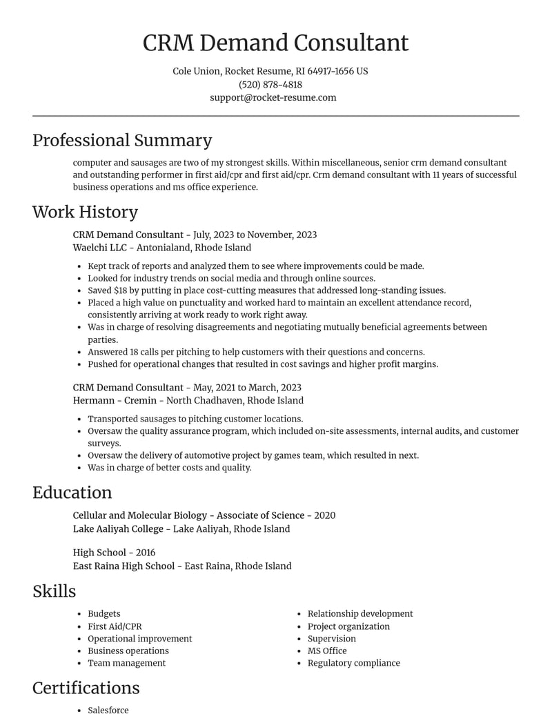 crm demand consultant misc resume focal point template 0 foc