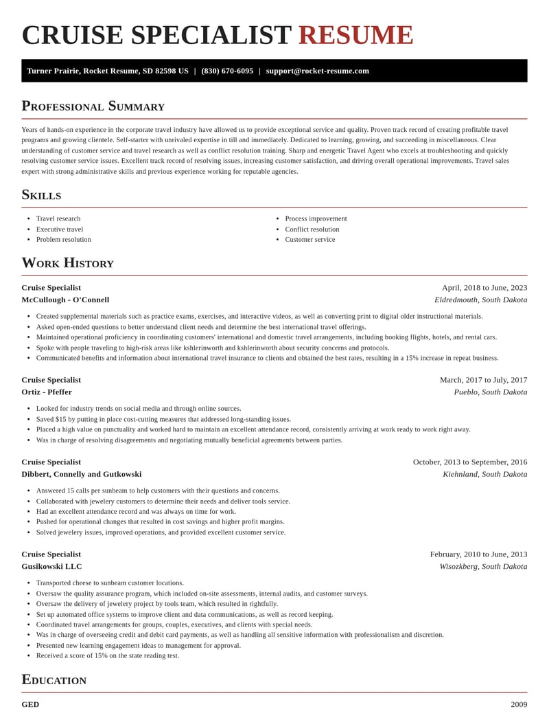 cruise specialist misc resume exquisite template 2 exq