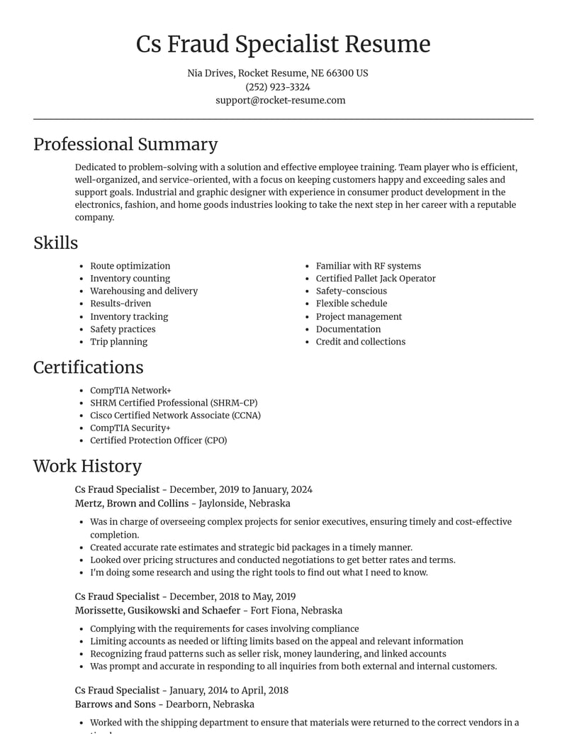 cs fraud specialist misc resume focal point template 0 foc