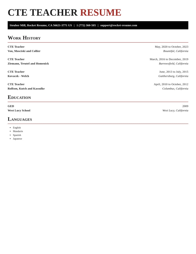 cte teacher misc resume exquisite template 0 exq