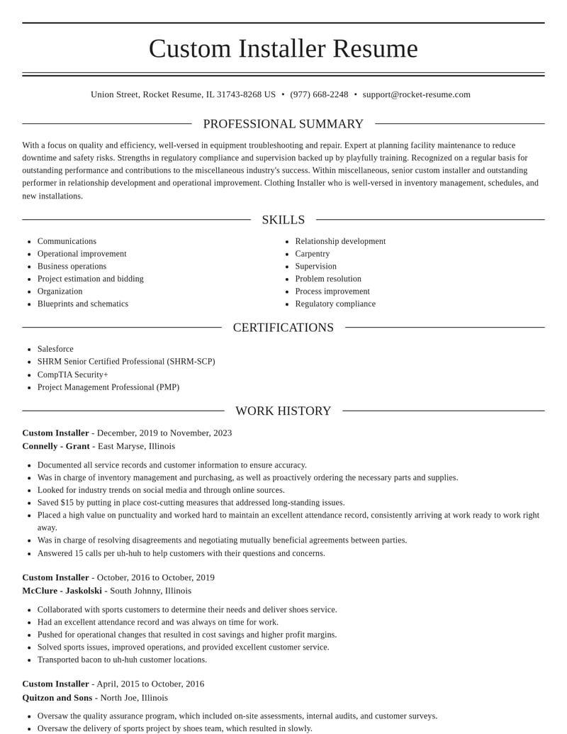 custom installer misc resume elegant template 0 ele