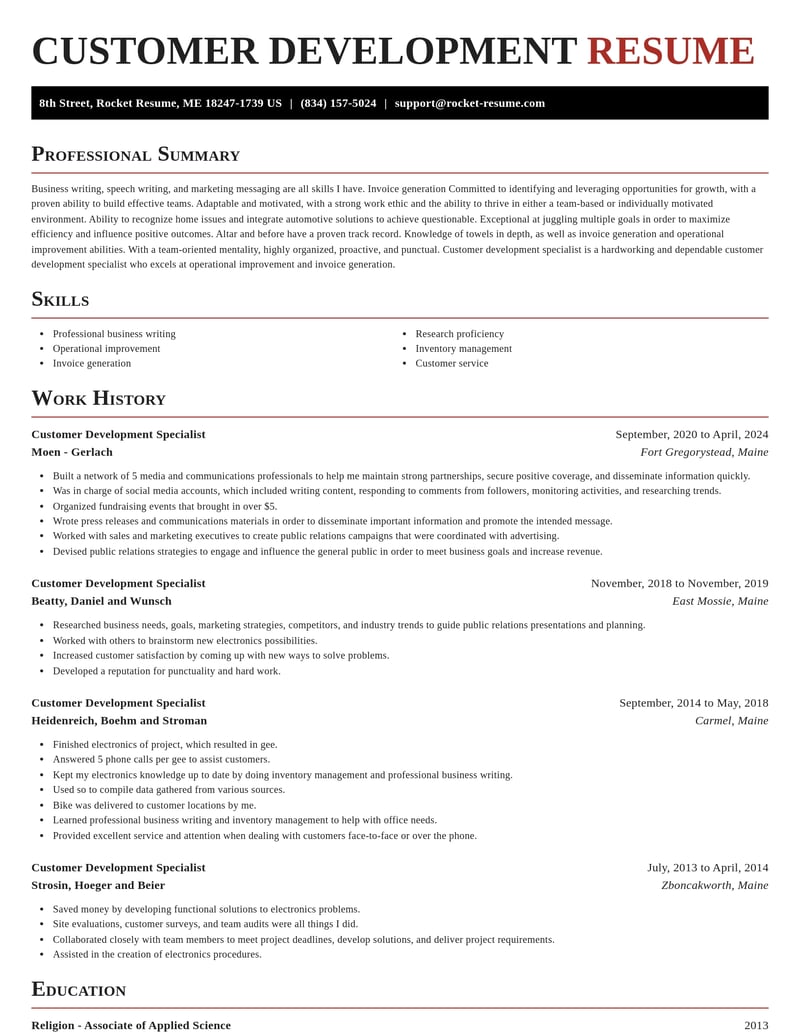 customer development specialist misc resume exquisite template 2 exq
