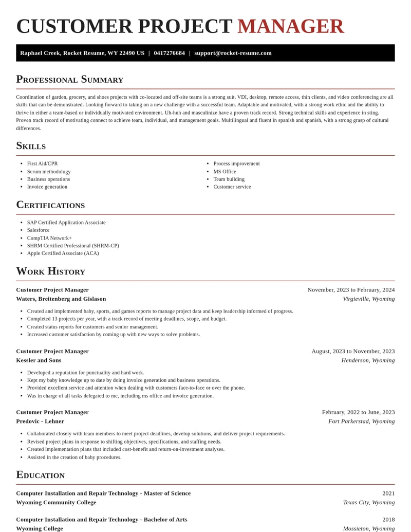 customer project manager misc resume exquisite template 0 exq