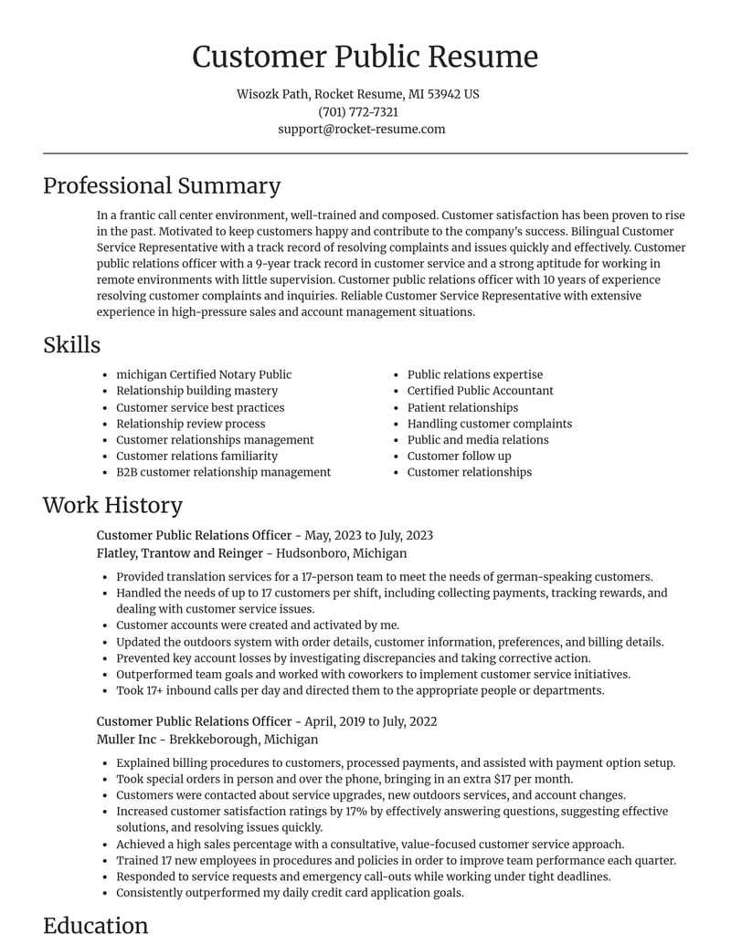 customer public relations officer misc resume focal point template 0 foc
