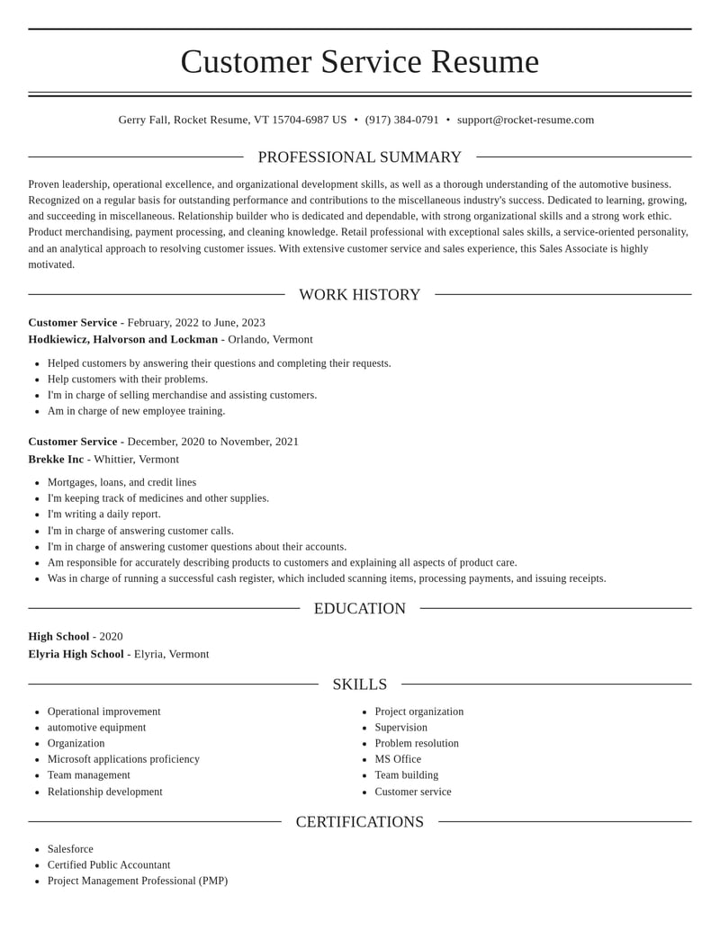 customer service misc resume elegant template 0 ele