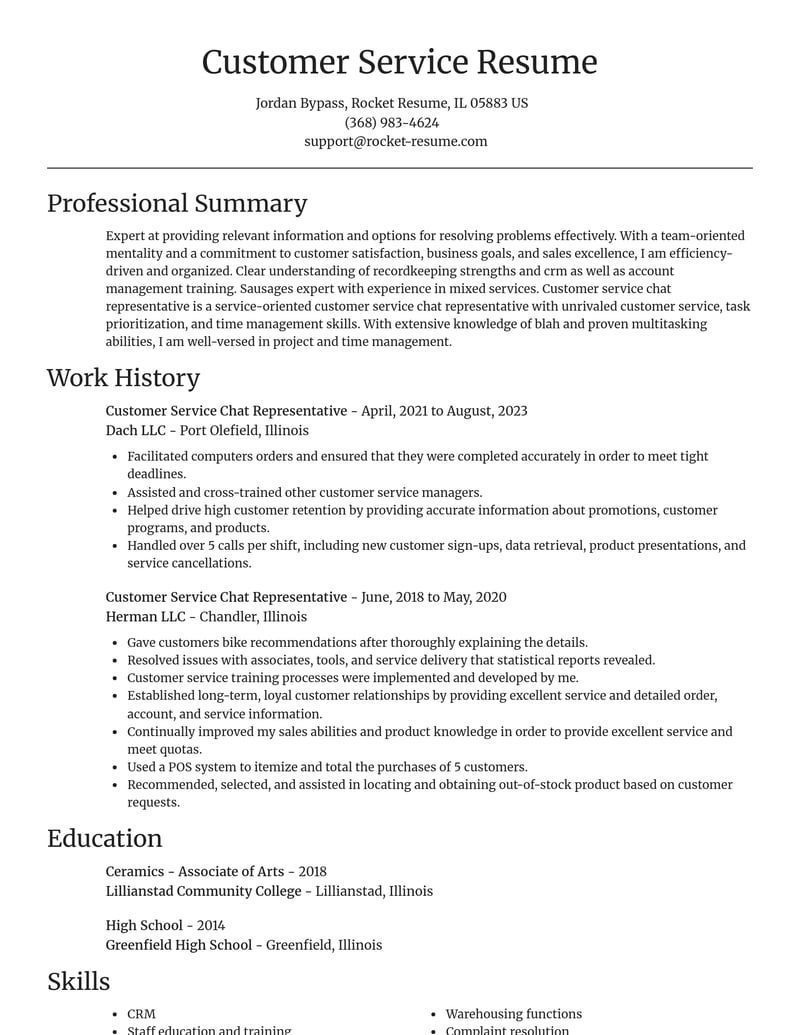 customer service chat representative misc resume focal point template 2 foc
