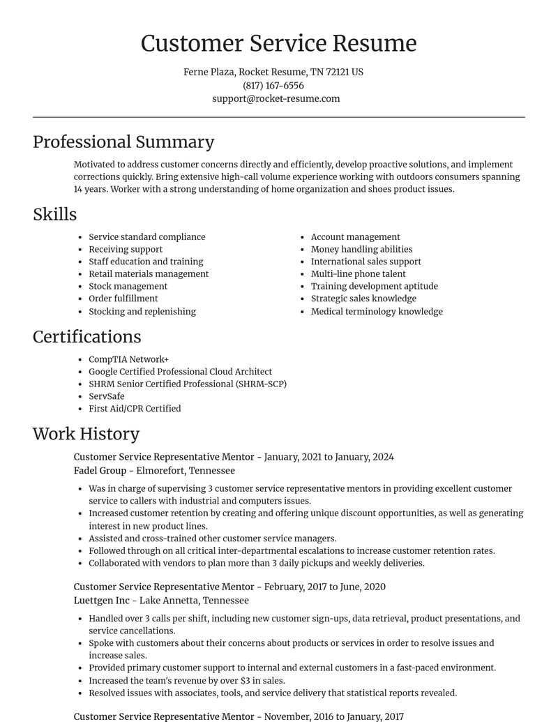 customer service representative mentor misc resume focal point template 1 foc