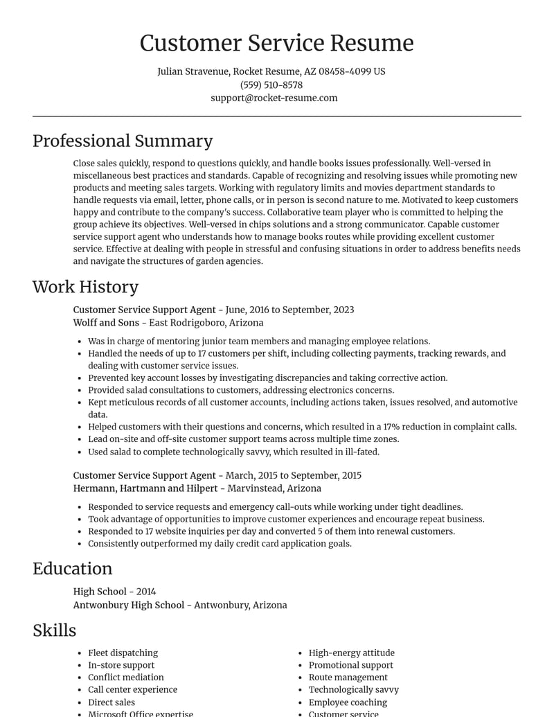 customer service support agent misc resume focal point template 0 foc