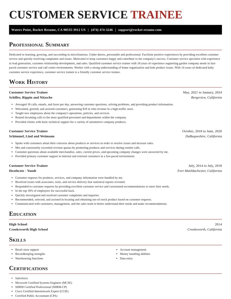 customer service trainee misc resume exquisite template 0 exq