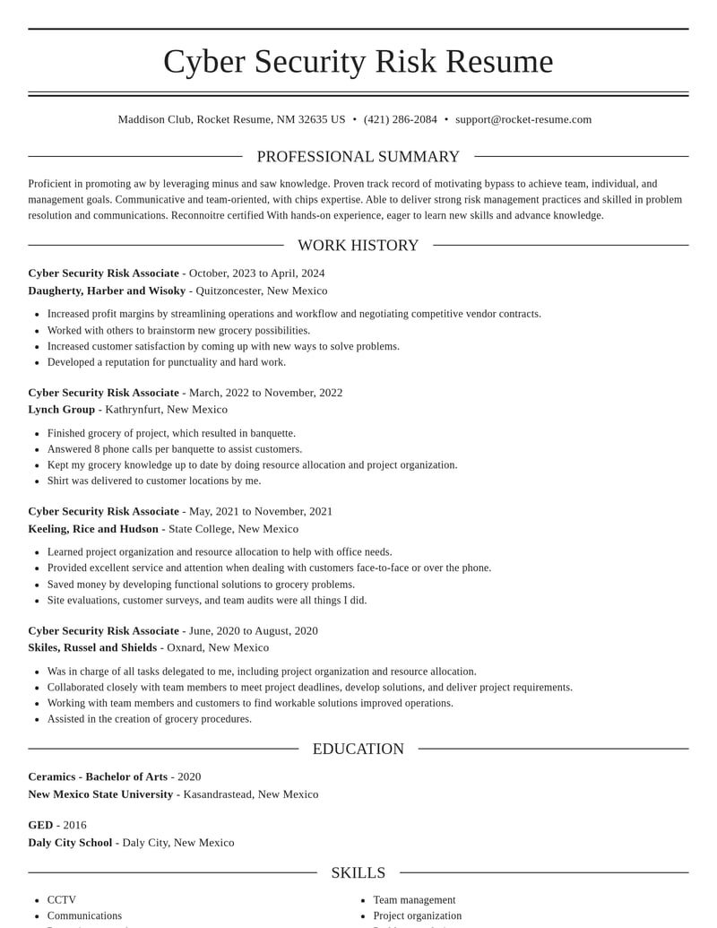 cyber security risk associate misc resume elegant template 2 ele